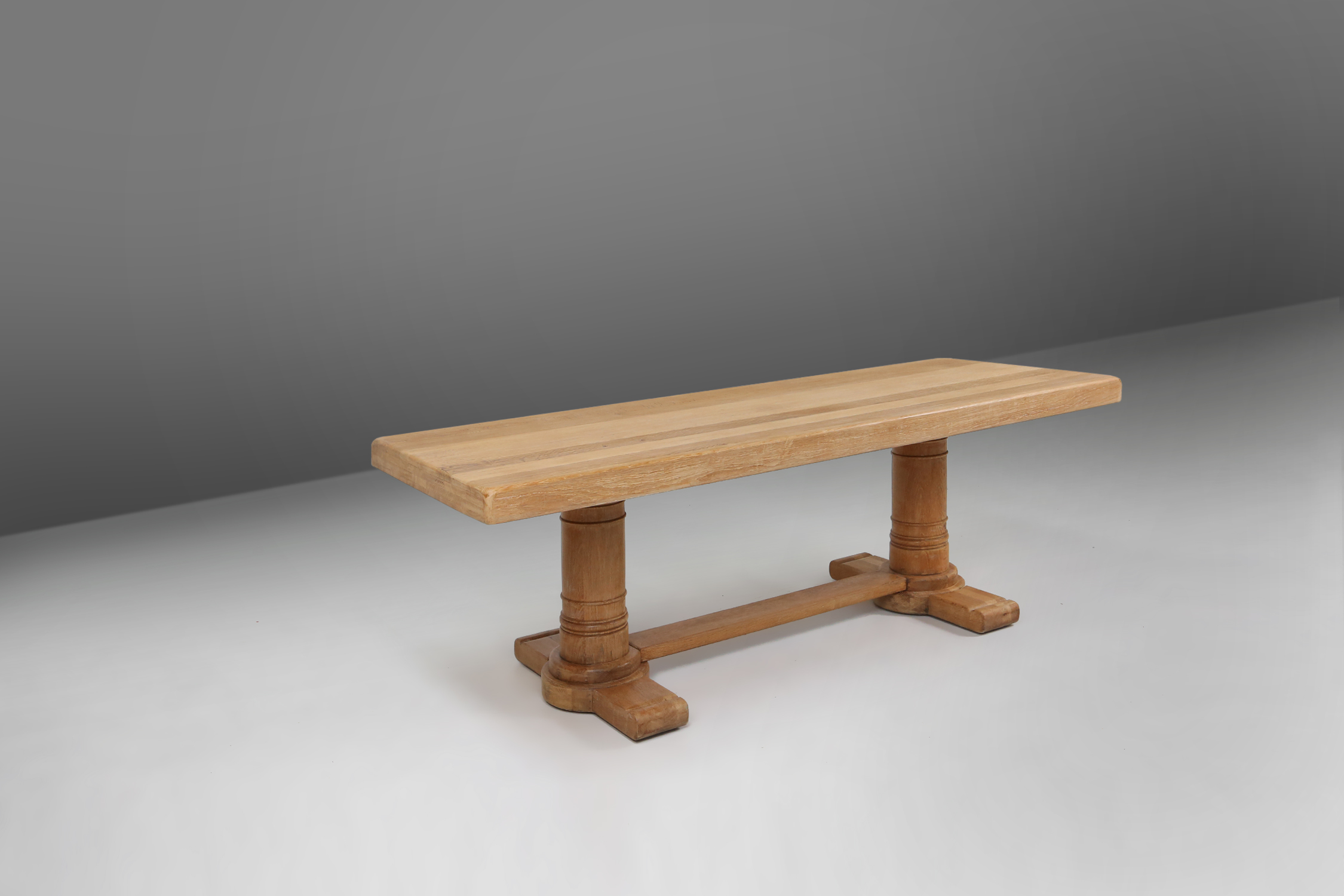 Rustic mid-century French dining table in oak from the 1950sthumbnail